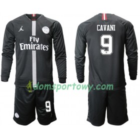 Koszulka Paris Saint-Germain CAVANI 9 Jodan Czarny Dziecięcy Trzeci Koszulki Piłkarskie 2018-2019 Długi Rękaw